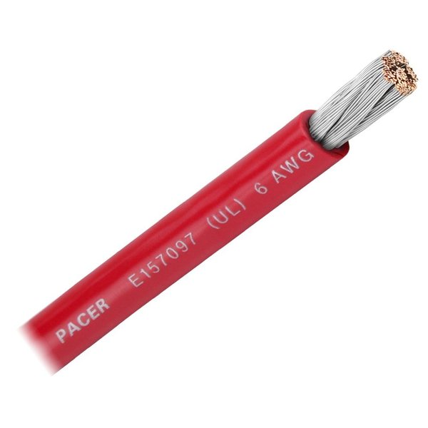 Pacer Group Pacer Red 6 AWG Battery Cable, Sold By The Foot WUL6RD-FT